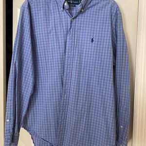 Ralph Lauren Men's Blue Checkered Dress Shirt
